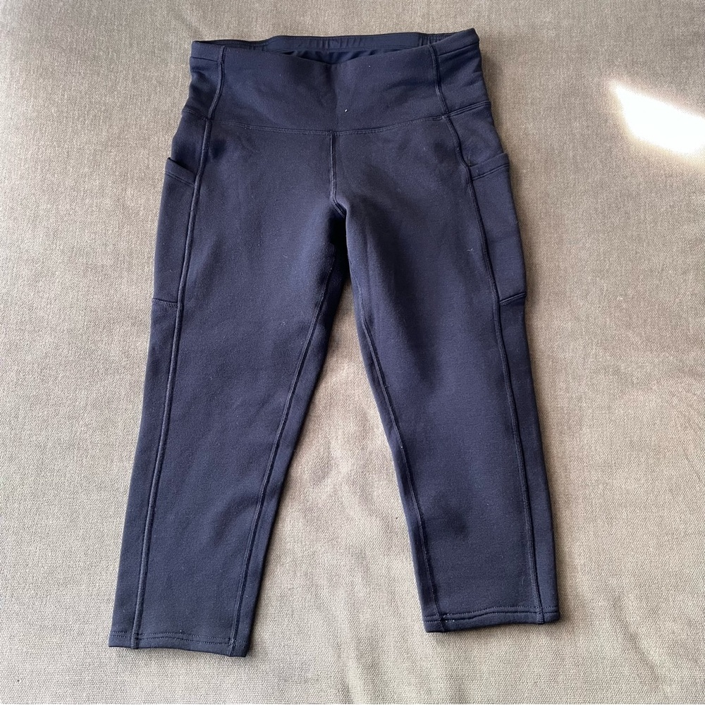 Athleta Altitude Stash Tight Fleece Lined Leggings Navy Medium Petite